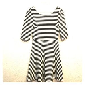 Striped, knee length fit and flare cocktail dress